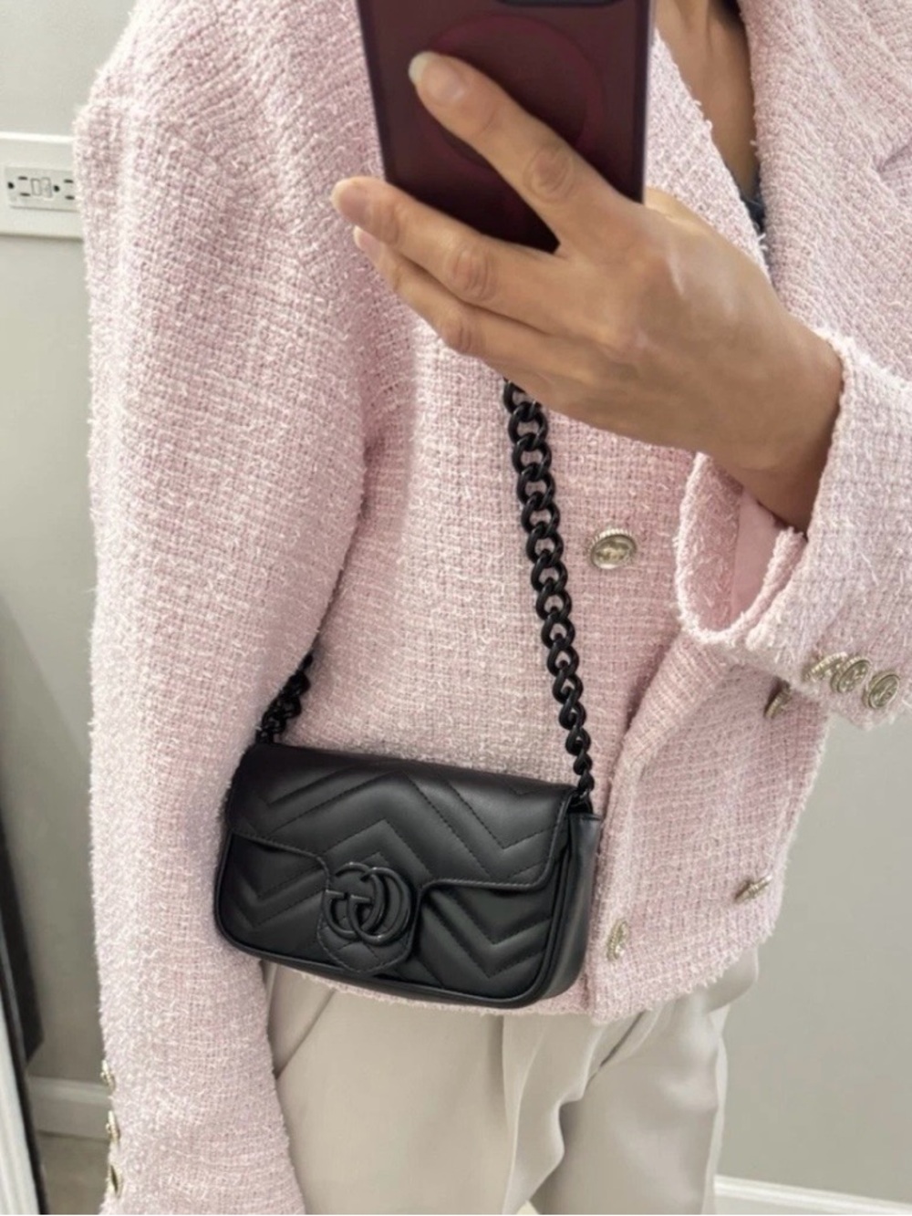 Gucci Black GG Marmont Mini Chain Bag - Picture 16 of 16